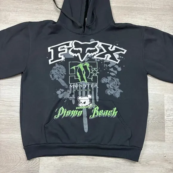 Rare Vintage Hill Fox DC Shoes Monster Pizmo Beach Racing Hoodie Men's XL